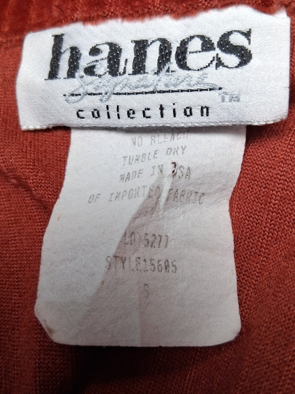 Vintage Hanes Signature Collection Dress Small Rust Ribbed Velour Button Earthy - Picture 4 of 11